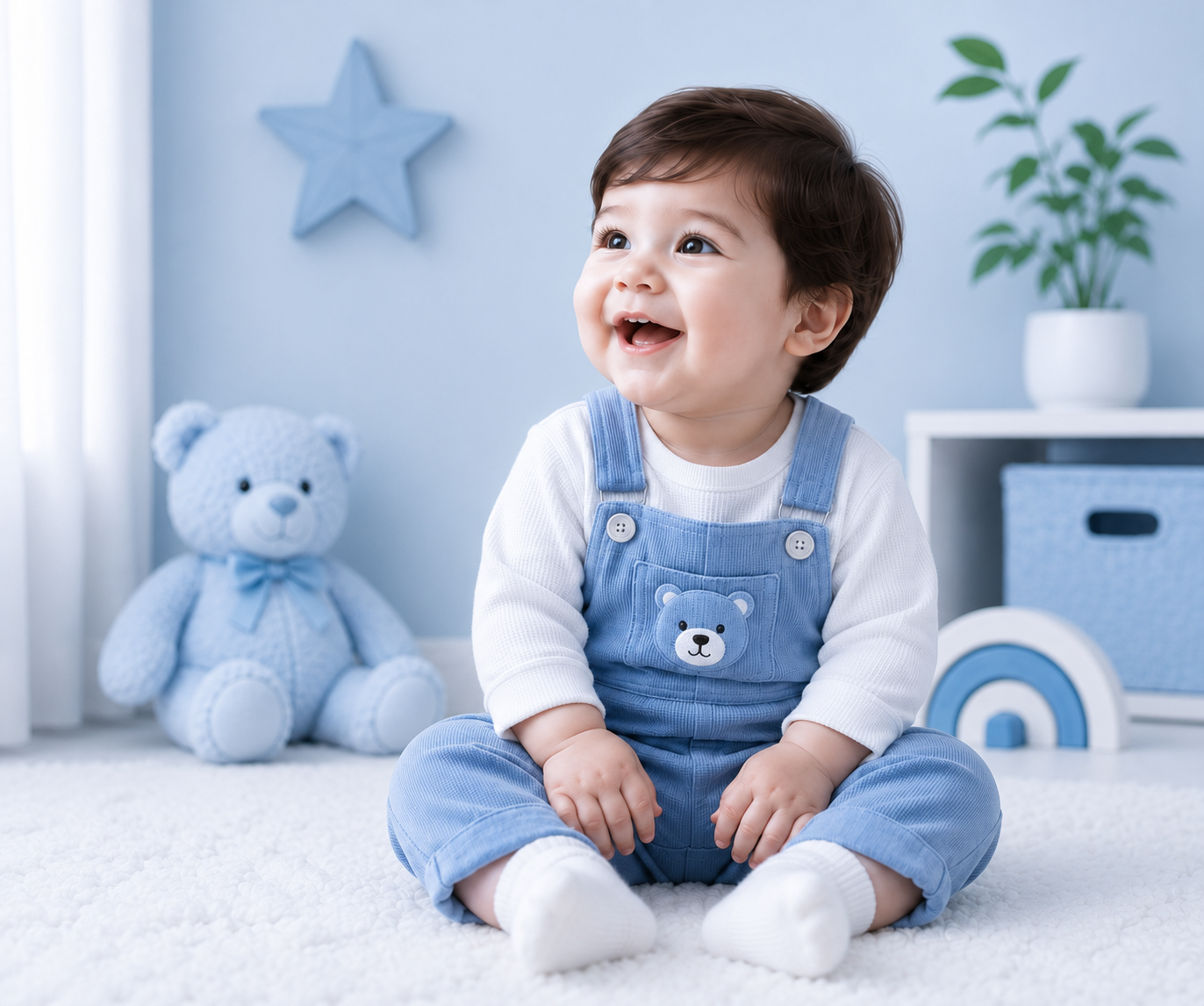 Happy child in premium kids clothing
